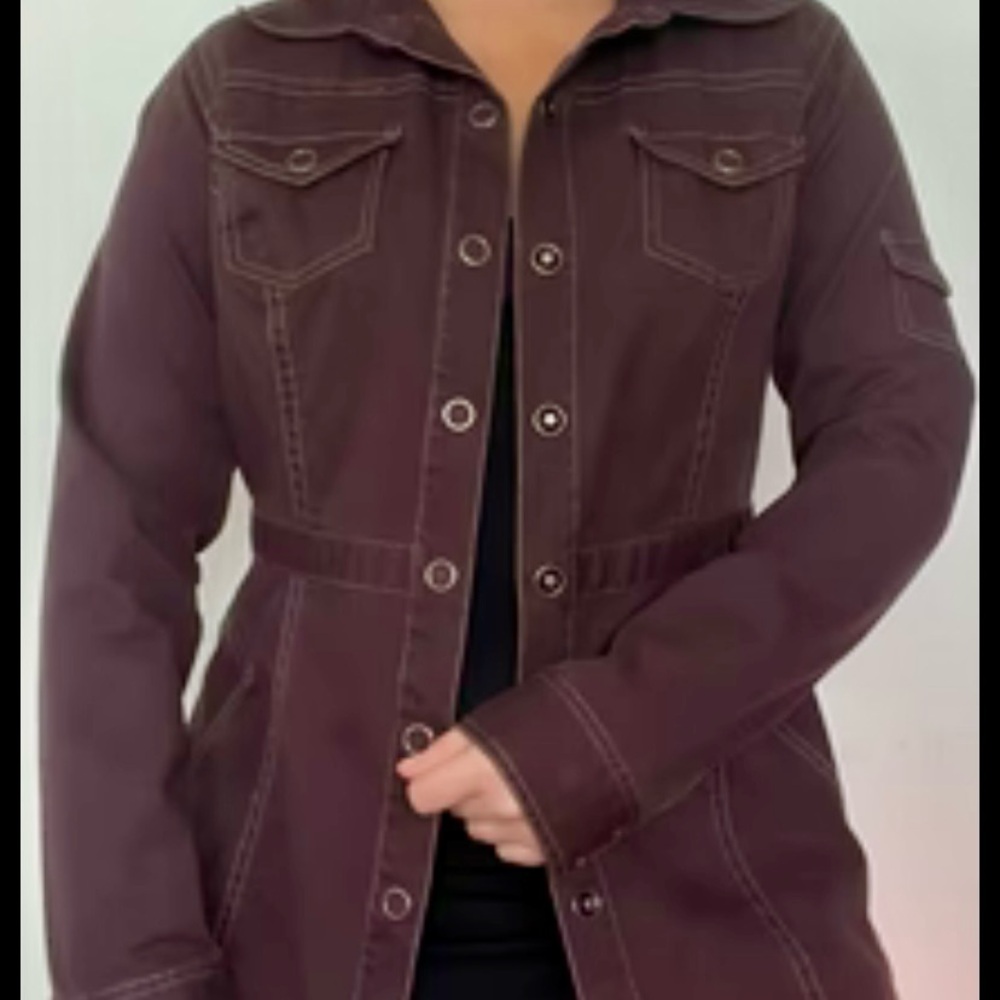 CAbi Size M Women's Halftime Safari Brown Snap Jacket Stretch Military Western